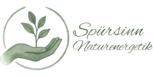 Ausschnitt des Logos mit Hand und dem Schriftzug „Spürsinn Naturenergetik“
