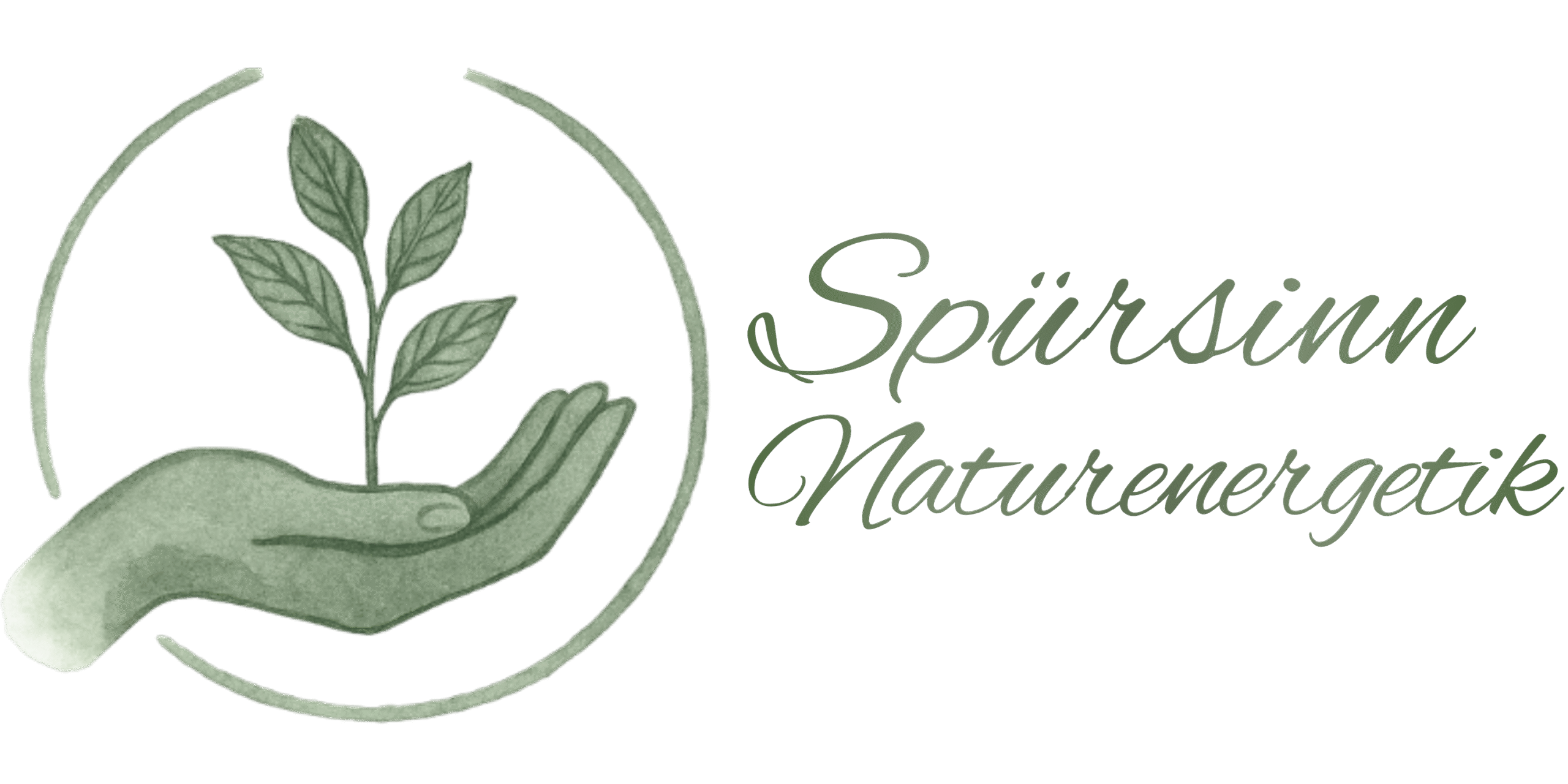Ausschnitt des Logos mit Hand und dem Schriftzug „Spürsinn Naturenergetik“